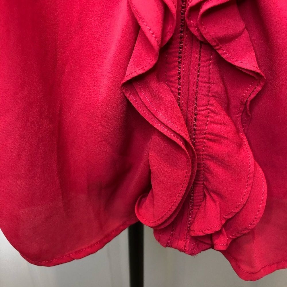 Skies are Blue red/orange ruffle front tank top - Picture 6 of 7